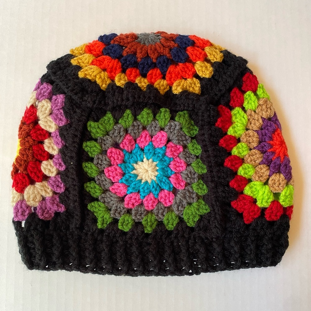 Colorful Handmade Crochet Beanie Hat/Granny Square - Picture 3 of 8